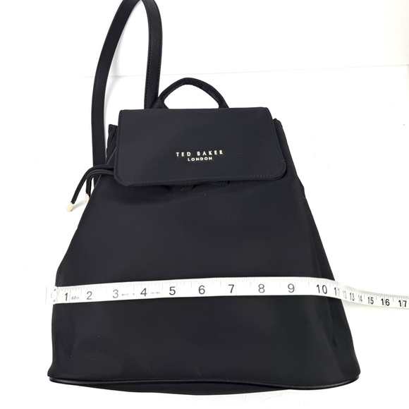 Ted Baker Backpack Black Nylon‎ Rucksack Gold Accent Drawstring Brand New - Picture 14 of 16
